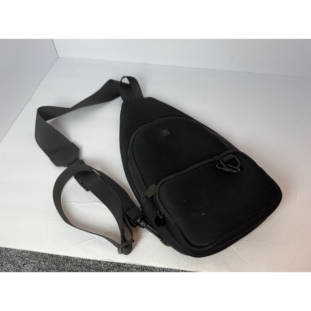 Black Neoprene Sling Bag Adjustable Crossbody Chest Pack‎ Minimalist Utility Bag